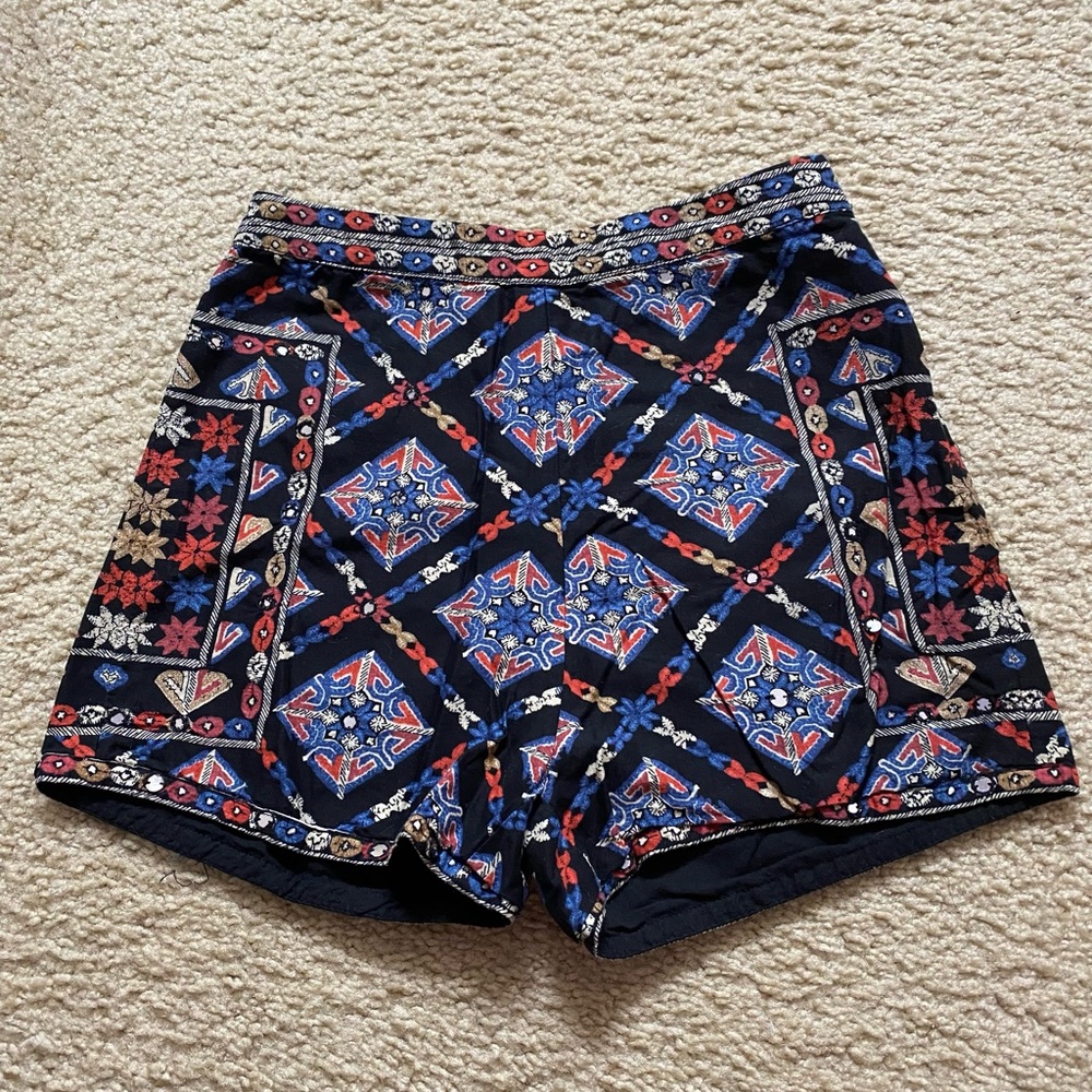 Hollister Navy Blue Patterned Floral Print Shorts